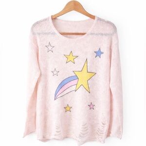 Shooting Star Knit Sweater – Pale Pink lightweight long sleeves knitted.Size M/L
